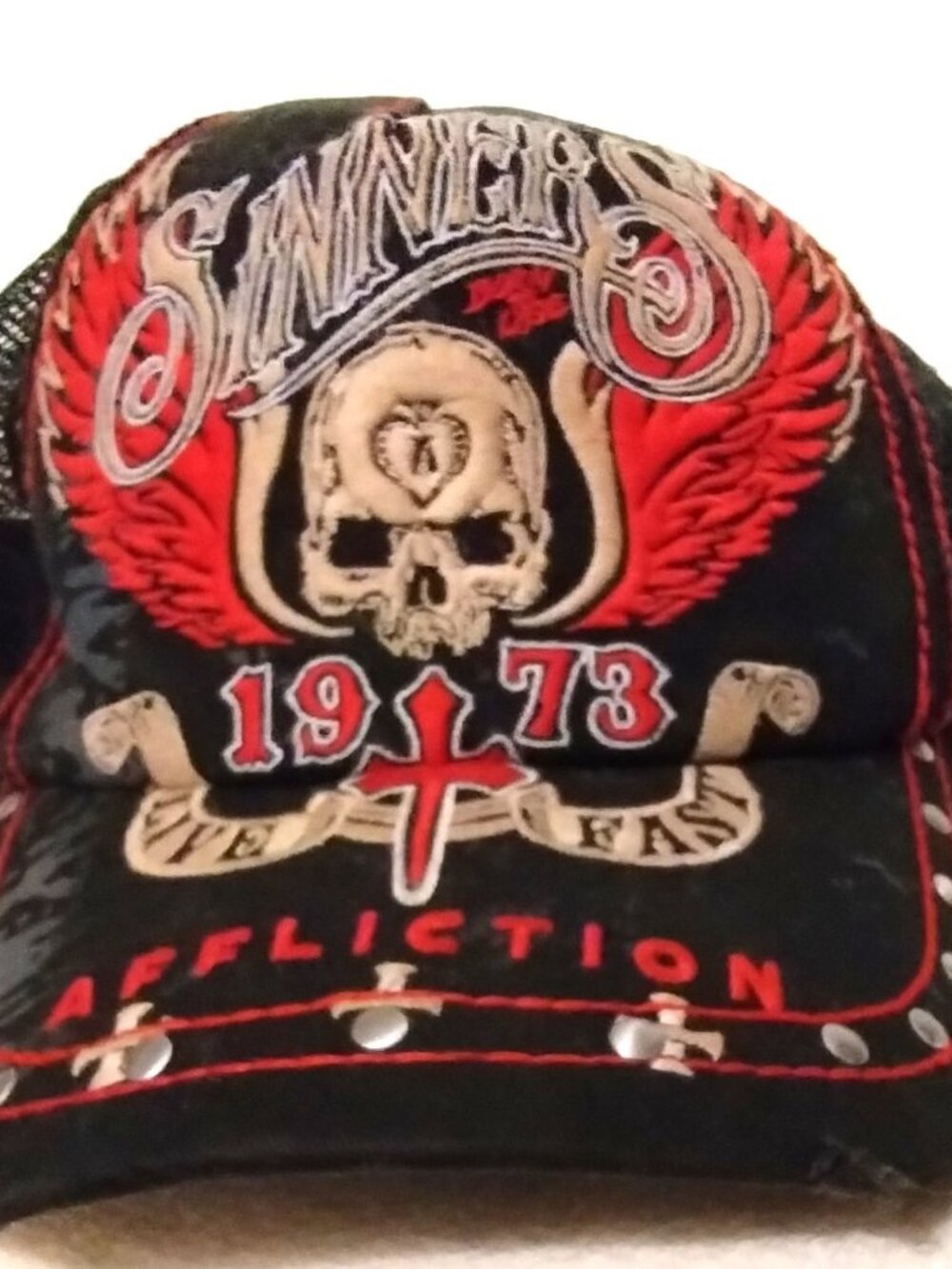 Affliction Sinners 1973 Vintage Black Hat Adult One Size Cap